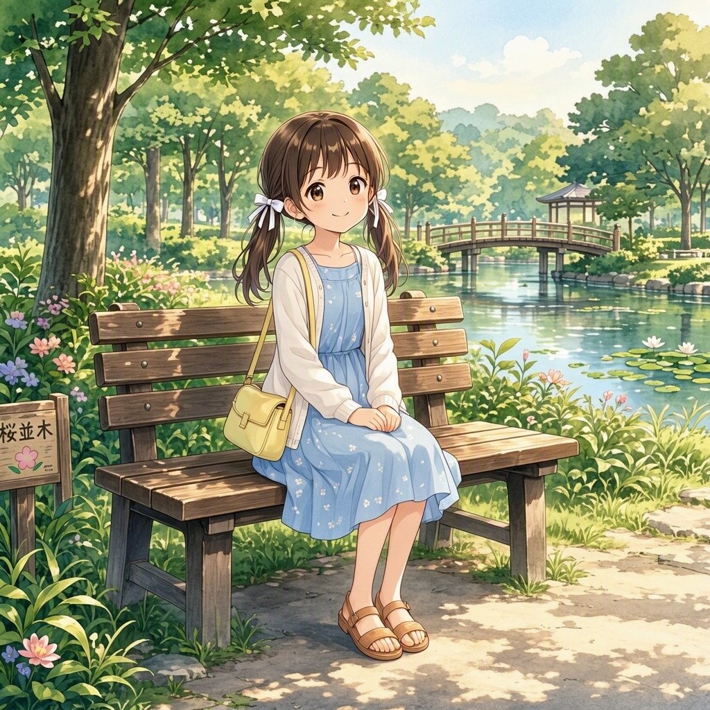Profile / Avatar - Anime Girl on Garden Bench - Image 1