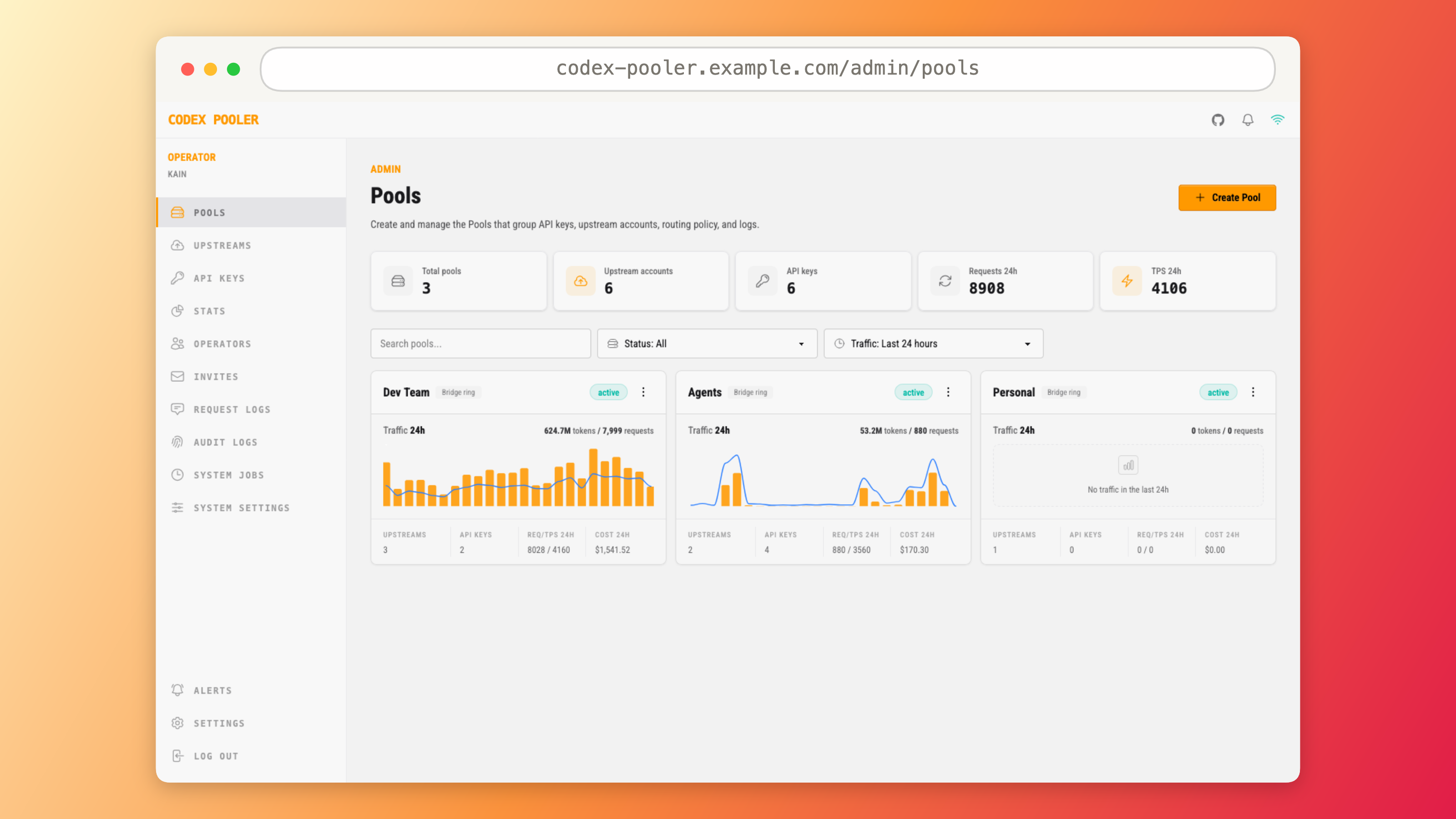 Codex Pooler Pool dashboard