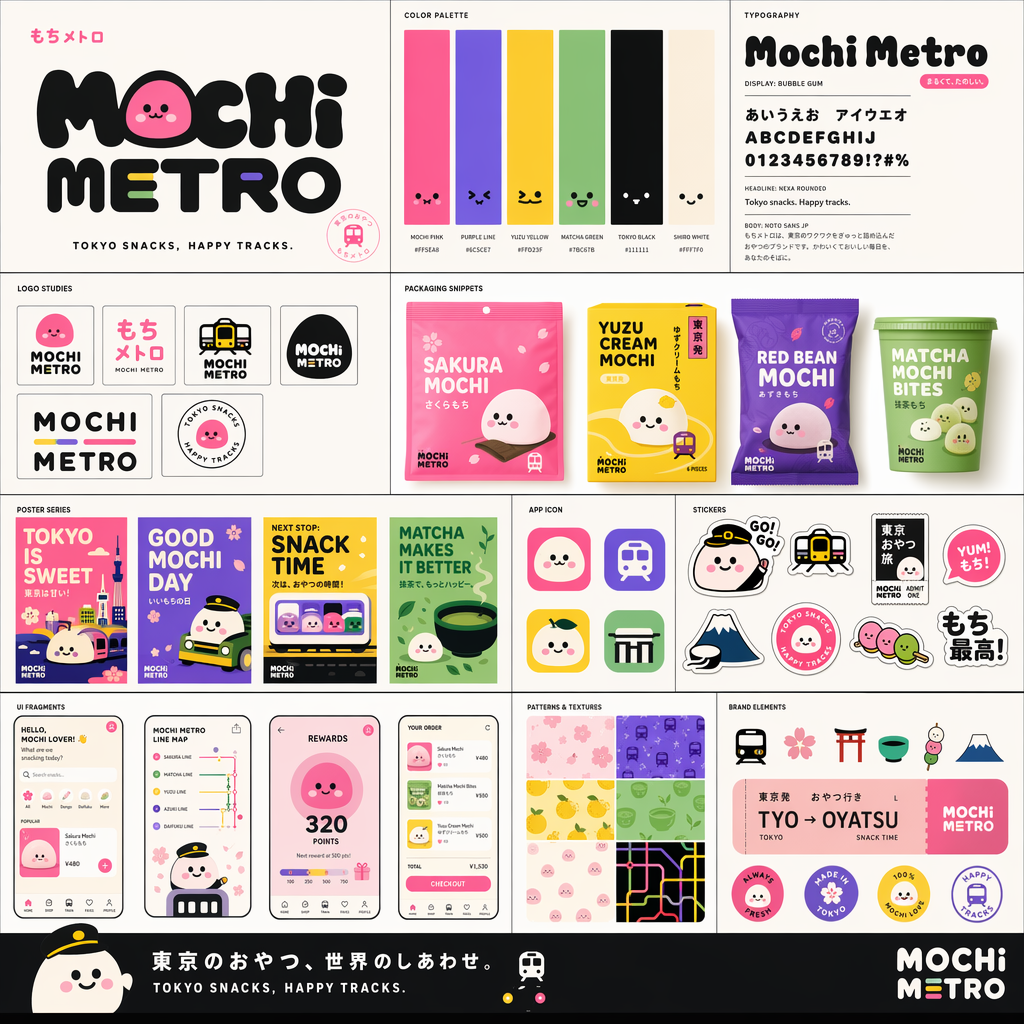 Playful brand kit: Mochi Metro