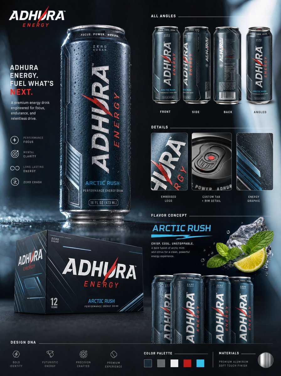 E-commerce Main Image - Premium Energy Drink Branding Concepts - Image 1
