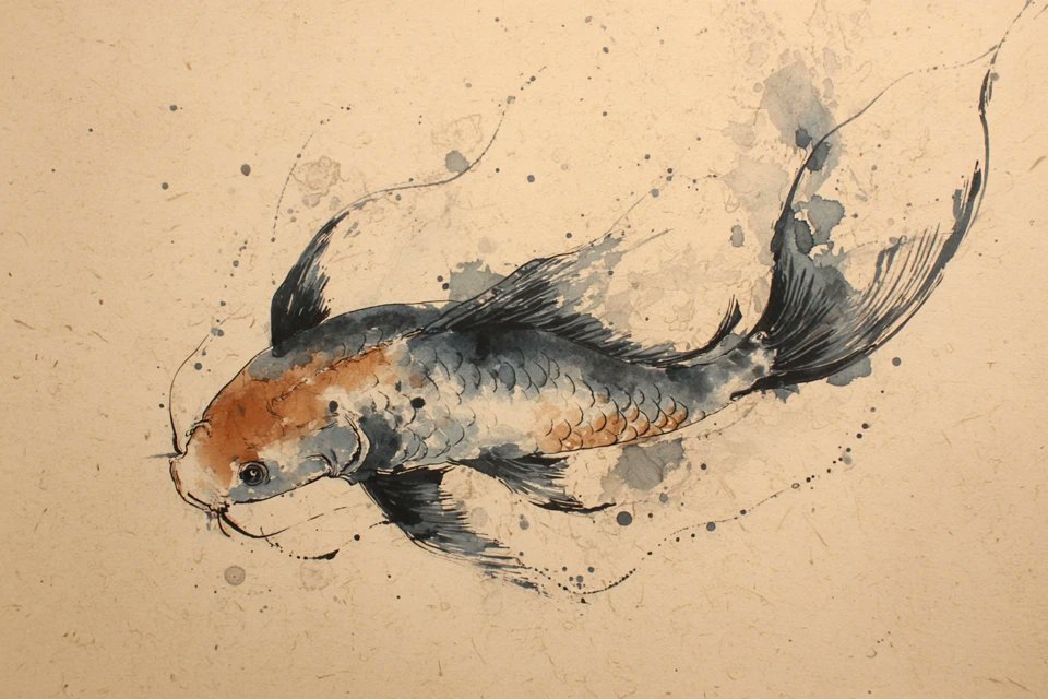 传统日式墨色画