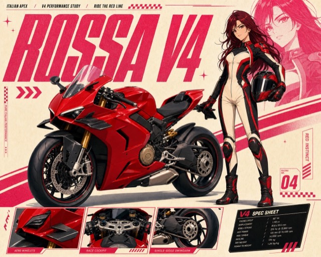 Pink Anime Motorcycle Spec Poster Style preview