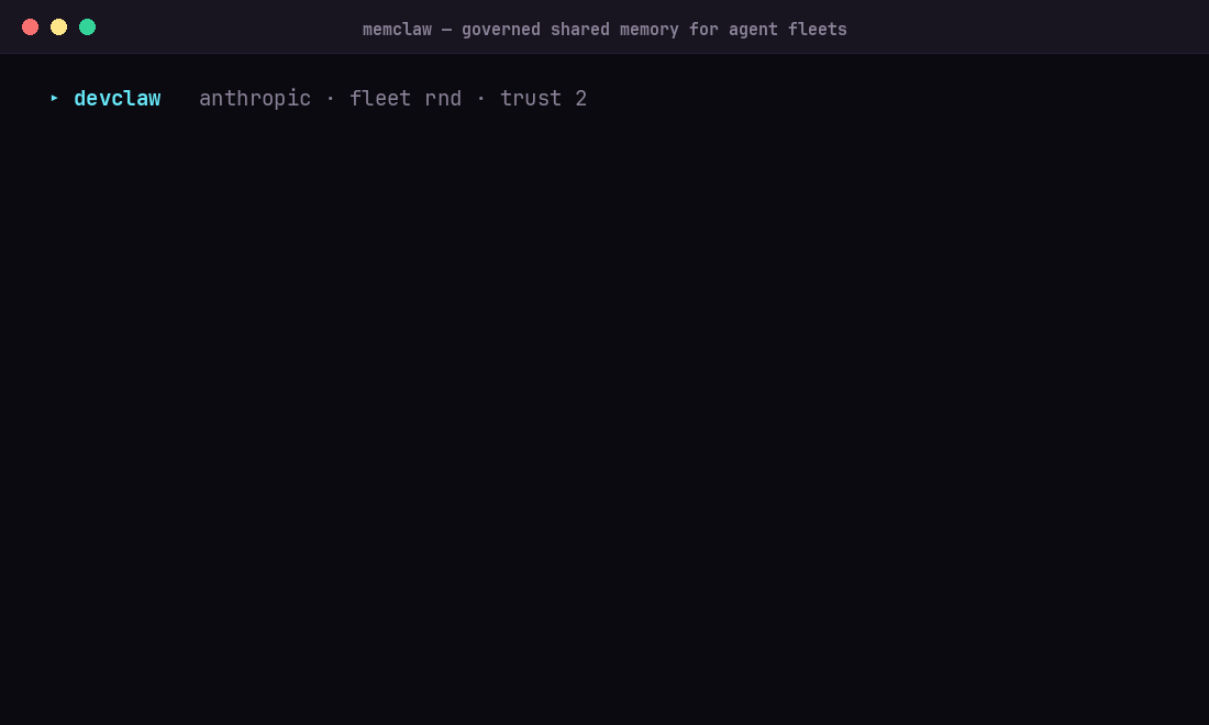 Caura demo — write, recall, and governed cross-fleet memory in action